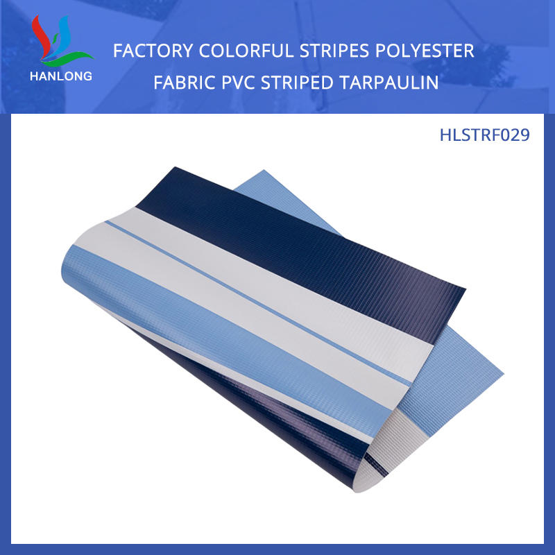 Factory Colorful Stripes Polyester Fabric PVC Striped Tarpaulin 500DX500D 18X12  500G