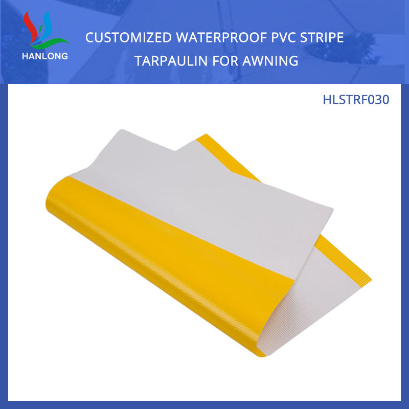 1000D 520G Customized Waterproof PVC Stripe Tarpaulin For Awning